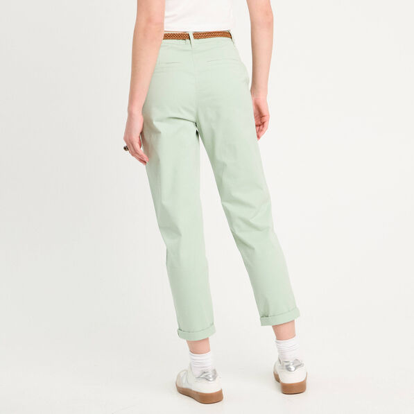 pantalon chino 78eme vert pastel femme Pantalon chino 7/8ème vert pastel femme