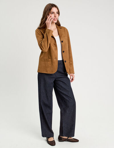 Veste blazer suédine marron femme
