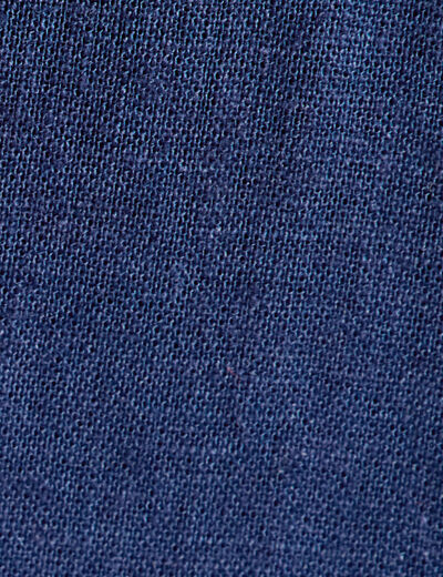 Pantalon droit fluide contenant du lin bleu foncé femme