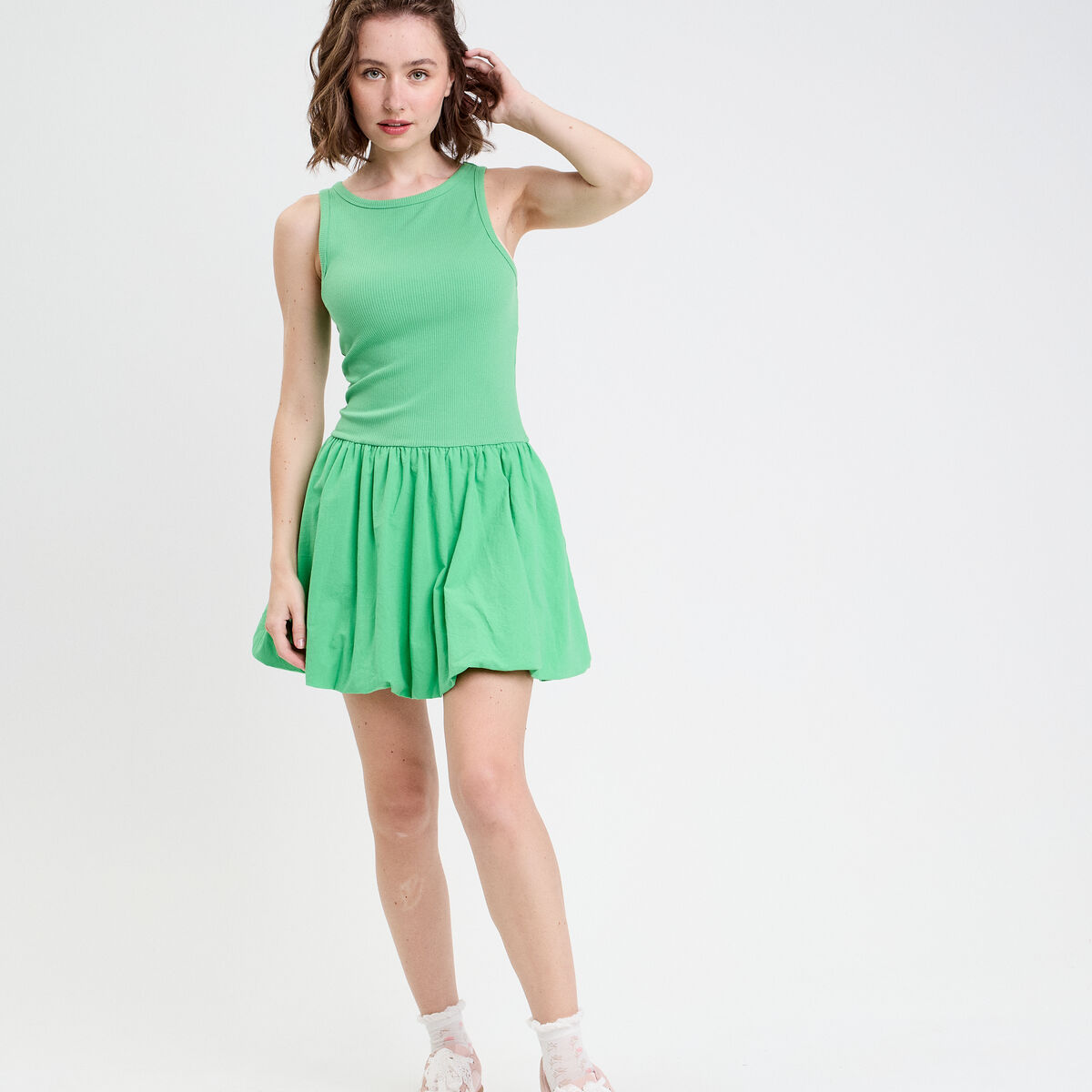 Robe boule 2-en-1 vert femme