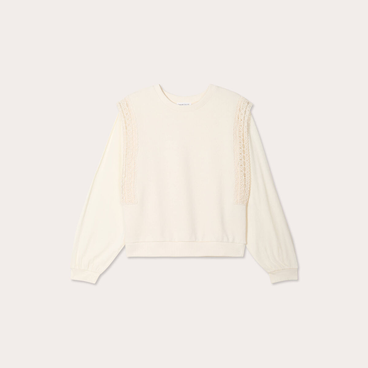 Sweat manches longues ecru femme