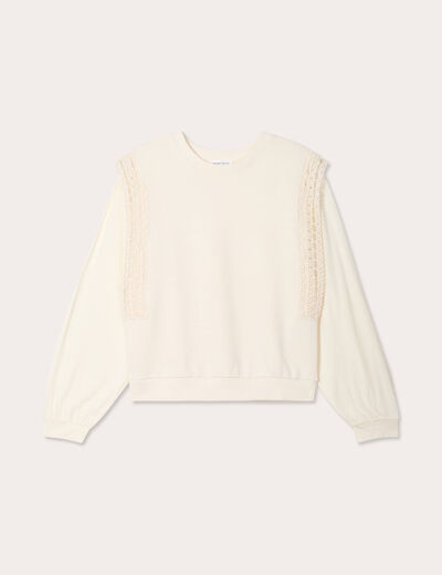 Sweat manches longues ecru femme