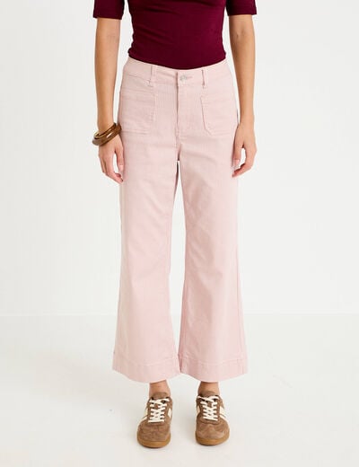 Jean flare cropped taille haute rose nude femme