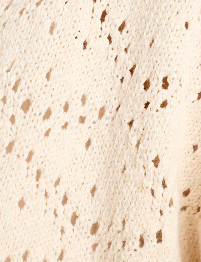 Gilet ajouré avec franges ecru femme