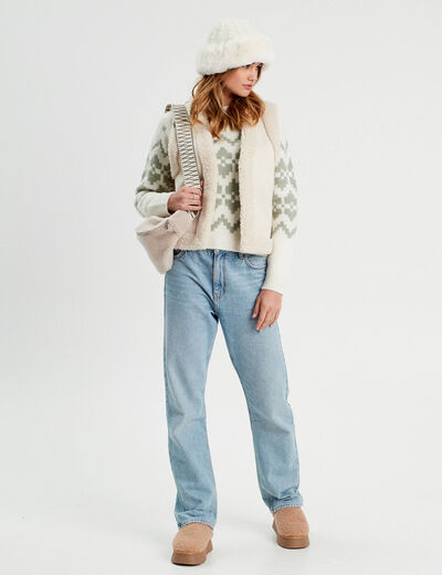Pull col montant gris clair femme