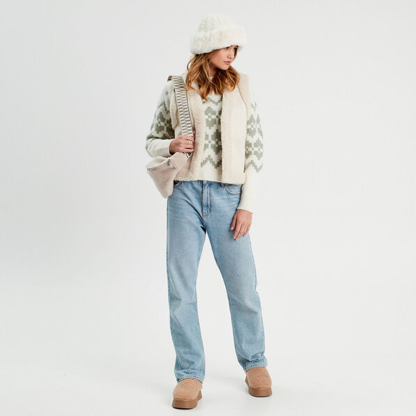 Pull col montant gris clair femme