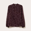 Blouse fluide manches longues marron cognac femme