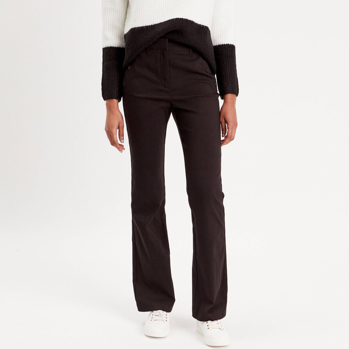 Pantalon bootcut &agrave; pont noir femme