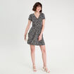 Robe évasée boutonnée noir femme