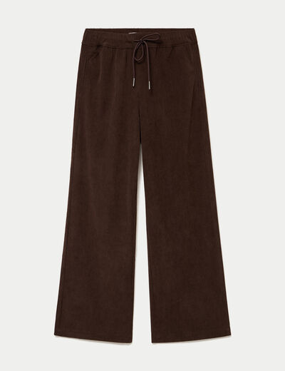 Pantalon jogging taille standard velours marron fonc&eacute; femme