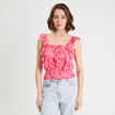 Débardeur sans manches volants rose femme