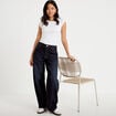 Jean coupe large denim brut femme
