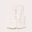 Gilet ajust&eacute; sans manches col rond ecru femme