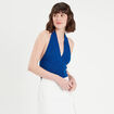 Crop top en crochet bleu electrique femme