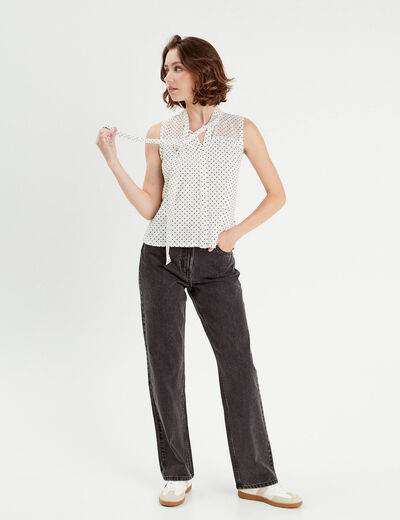 Chemise sans manches ecru femme