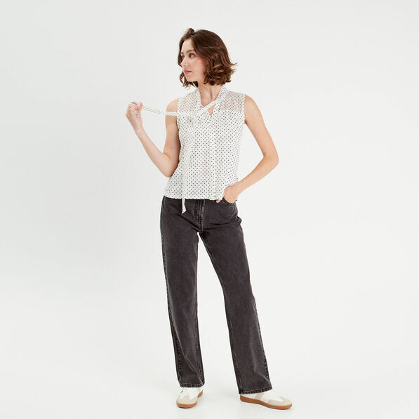 Chemise sans manches ecru femme