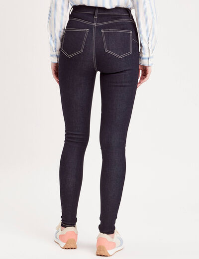 Jeans skinny taille élastiquée denim brut femme