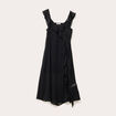 Robe longue évasée volants noir femme