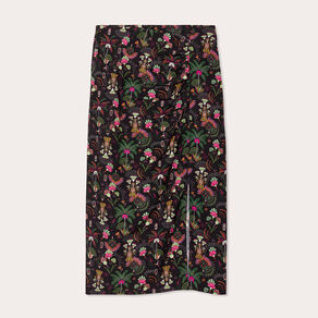 Jupe droite fendue noir femme