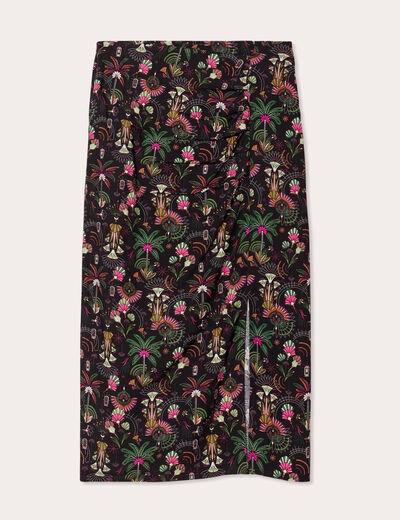 Jupe droite fendue noir femme