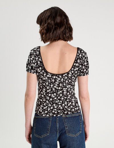 Blouse manches courtes noir femme