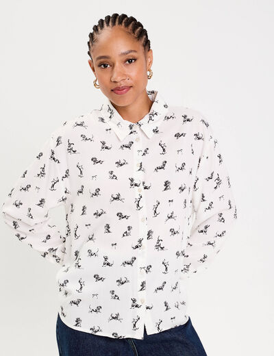 Chemise droite longue blanc femme