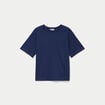 T-shirt col rond manches courtes bleu fonc&eacute; femme