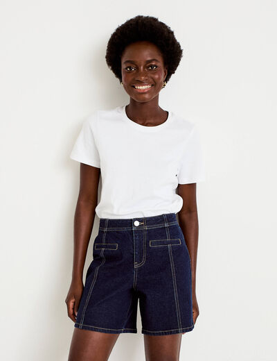 Short en jean denim brut femme