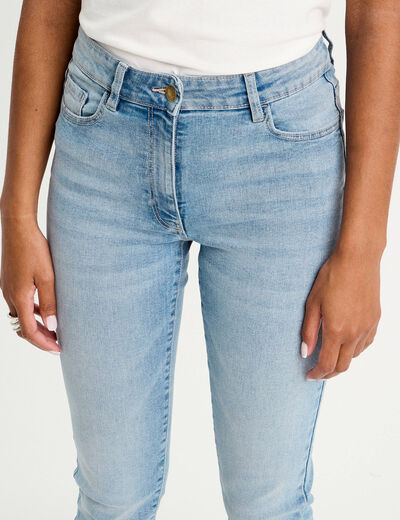 Jeans slim 5 poches denim bleach femme