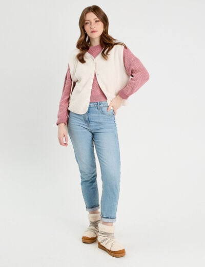 Pull manches longues vieux rose femme