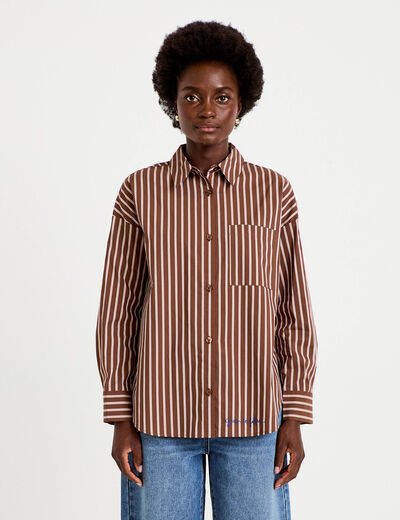 Chemise oversize manches longues marron femme
