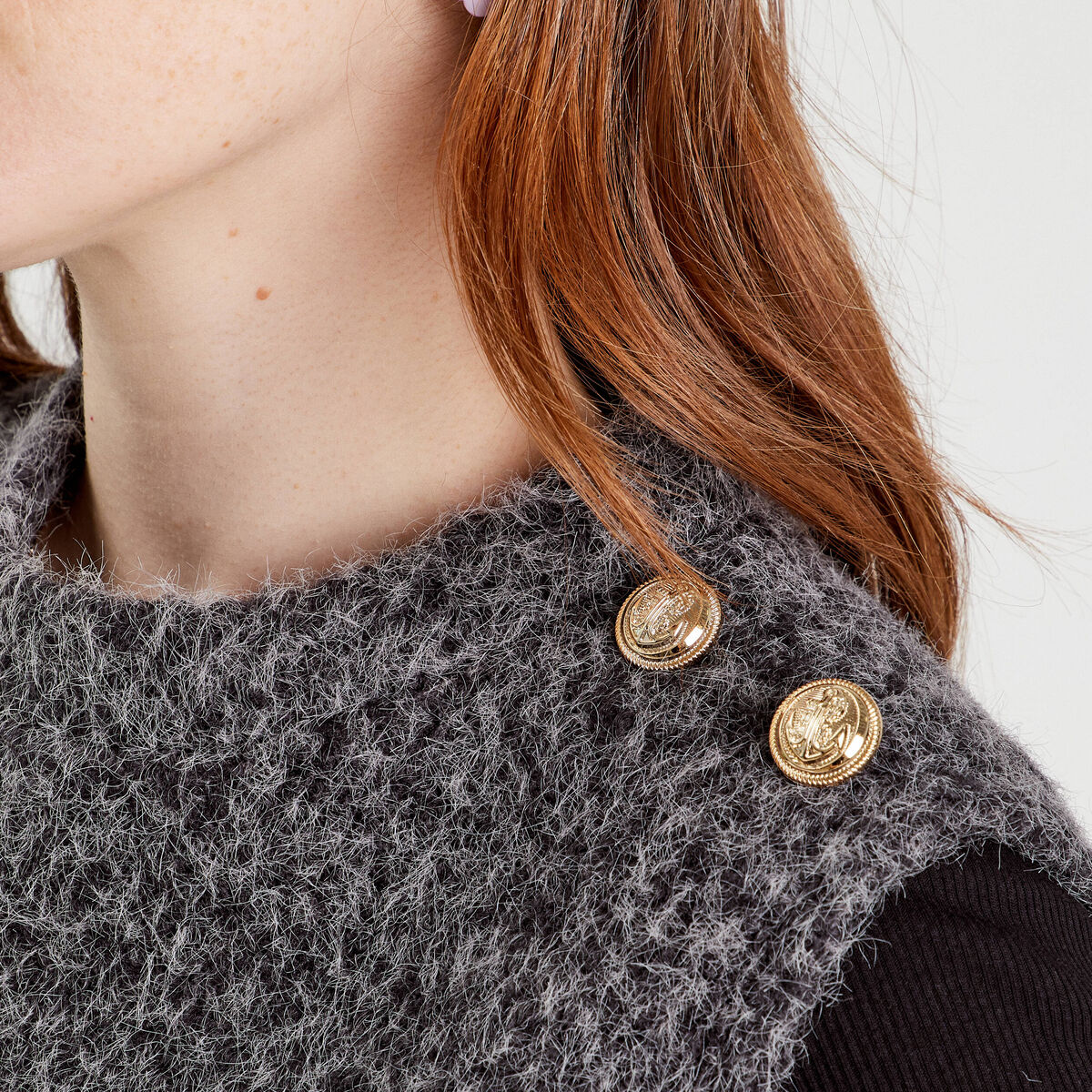 Pull sans manches gris foncé femme