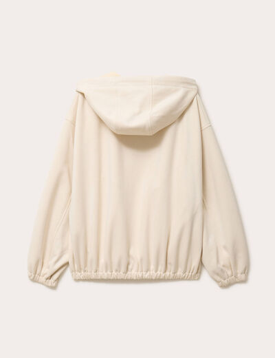 Veste &agrave; capuche bas resserr&eacute; sable femme