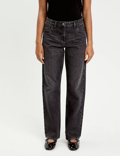 Jeans droit 5 poches denim snow noir femme