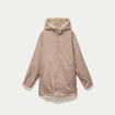 Parka r&eacute;versible 3/4 &agrave; capuche beige femme