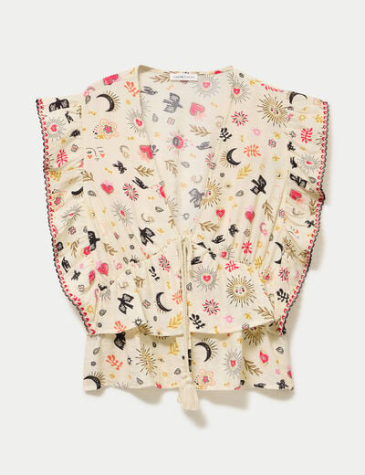 Blouse droite sans manches blanc femme