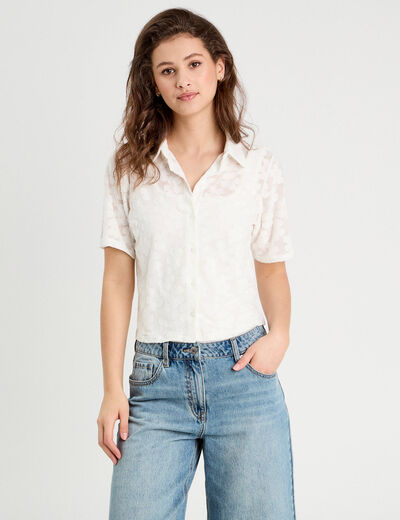 Chemise manches courtes ecru femme