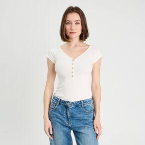 body manches courtes ecru femme Body manches courtes ecru femme