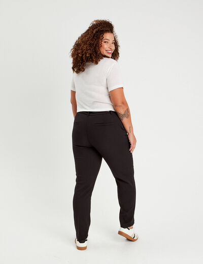 Pantalon cigarette ceinturé noir femme