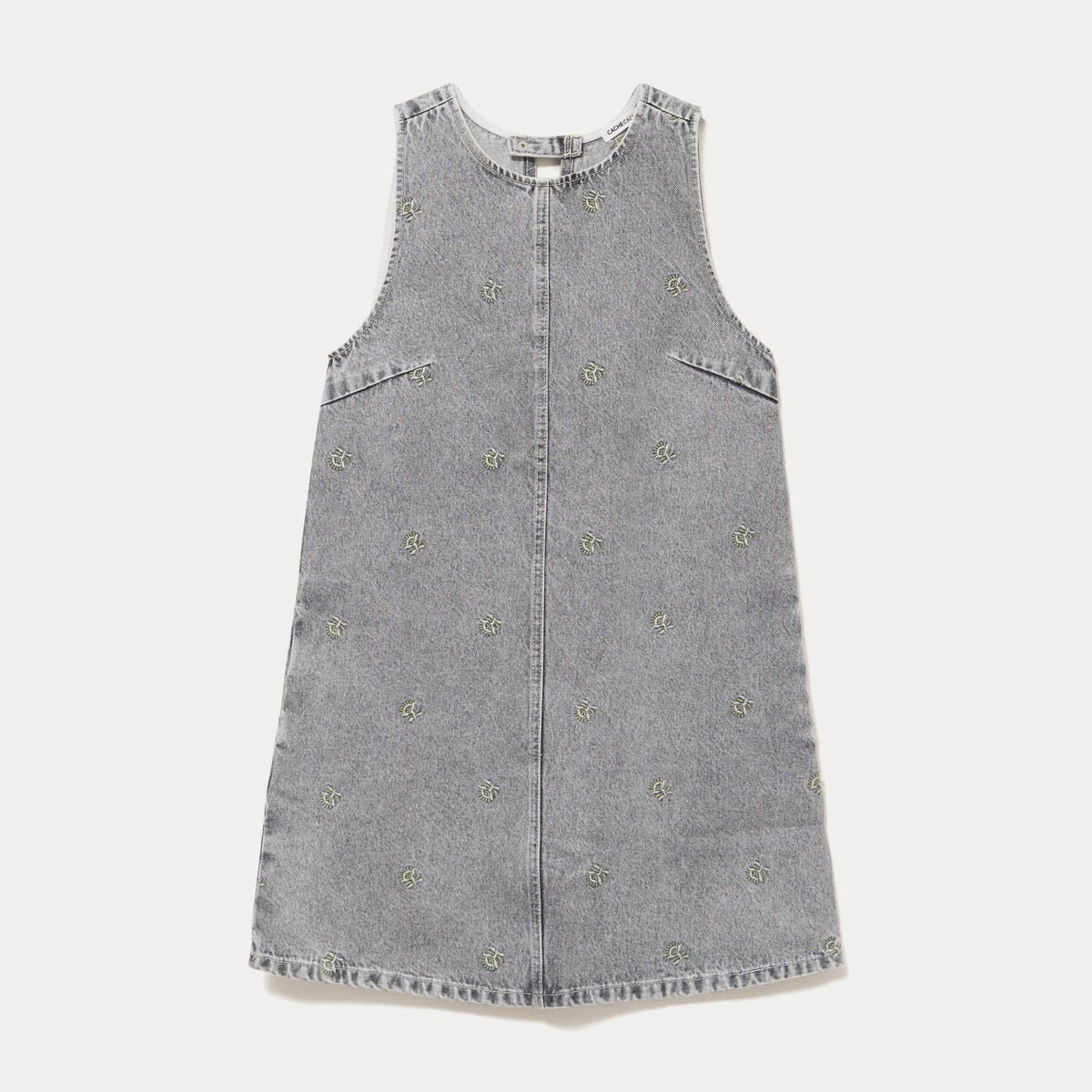 Robe courte droite en jean sans manches denim gris femme