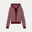 Gilet &agrave; capuche manches longues bordeaux femme