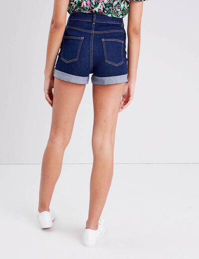 Short droit en jean denim brut femme