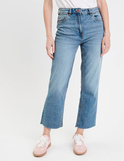 Jeans droit taille haute denim dirty femme