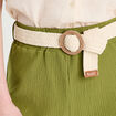 Pantalon large fluide ceinturé vert foncé femme