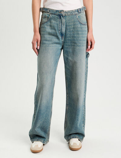 Jeans large avec pattes denim dirty femme