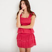 Jupe courte &eacute;vas&eacute;e rose framboise femme