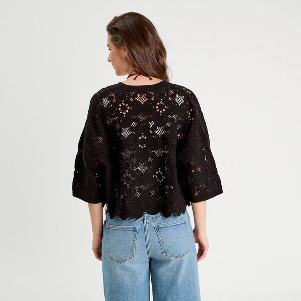 gilet aspect crochet noir femme Gilet aspect crochet noir femme