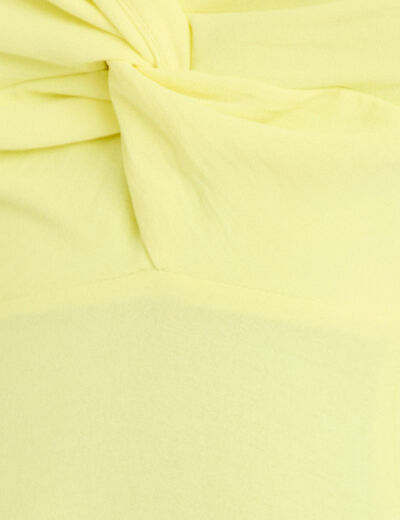 Robe longue &eacute;vas&eacute;e fendue jaune citron femme