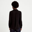 Chemise droite pliss&eacute;e manches longues noir femme