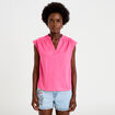 Blouse droite sans manches col v rose fushia femme